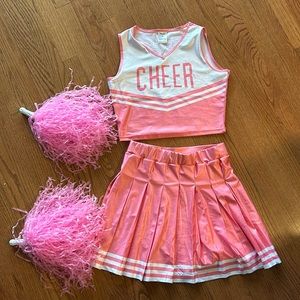 Women’s Cheerleader costume with two Pom Poms.